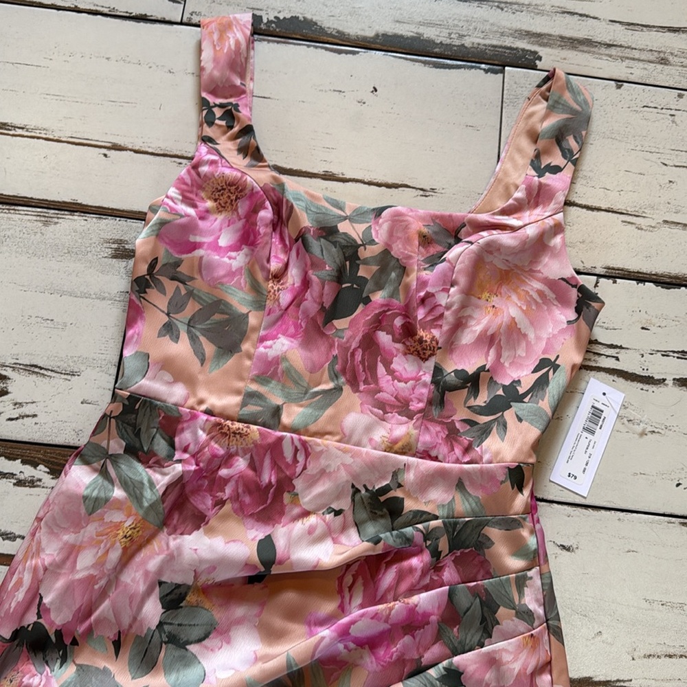 Wedding guest vibes! NWT pink floral midi dress Premier Amour brand - Picture 2 of 11
